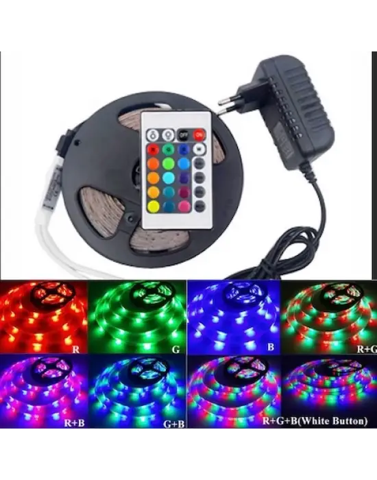 Omarı Dış ve İç Mekan için 5 Metre RGB Led Şerit Seti