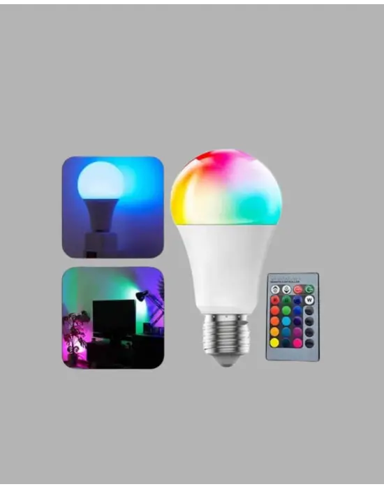 Renk Değiştiren Rgb Led Ampul 16 Renk Uzaktan Kumandalı 2025 Model