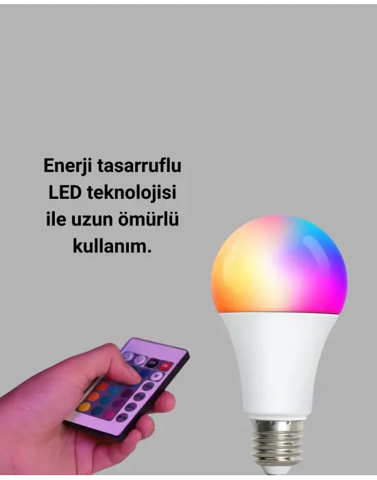 Renk Değiştiren Rgb Led Ampul 16 Renk Uzaktan Kumandalı 2025 Model