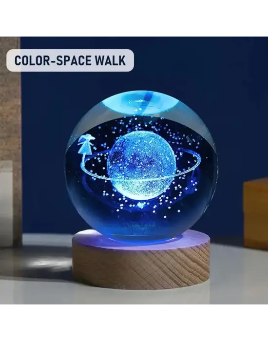 Renk Değiştiren Satürnlü Kız Cam Küre