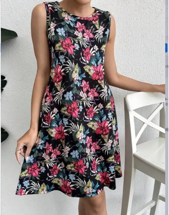 Omarı Çiçek Desenli Supreme Elbise