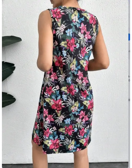 Omarı Çiçek Desenli Supreme Elbise