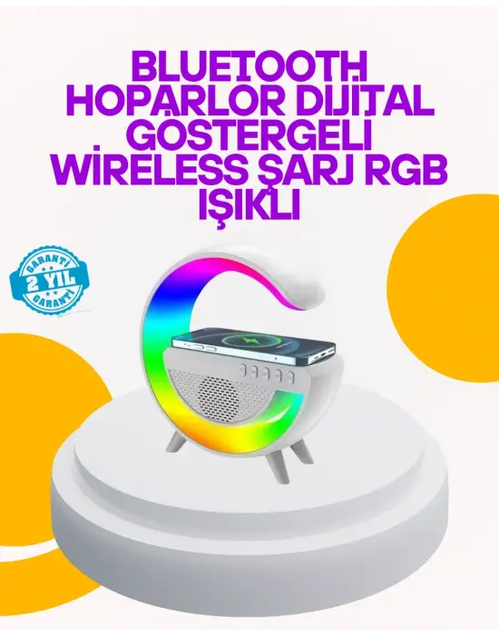 Renkli Işıklı 15w Kablosuz Şarjlı Masa Lambası