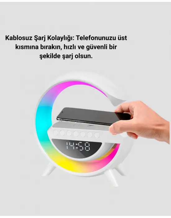 Renkli Işıklı 15w Kablosuz Şarjlı Masa Lambası