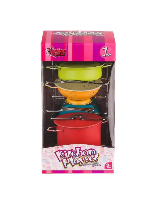 Omarı Çok Renkli Emaye Tencere Tava Seti - 7 Parça