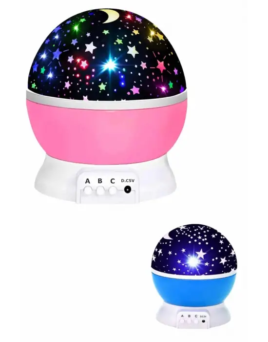 Renkli Yıldızlı Gökyüzü Projeksiyon Gece Lambası Pilli Ve Usb Kablolu