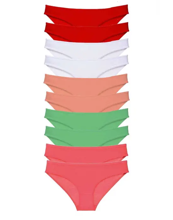 Omarı Renkli Likralı Kadın Slip Seti