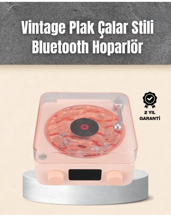 Retro Bluetooth Hoparlör – Yumuşak Gece Lambası Ve Saat Göstergeli