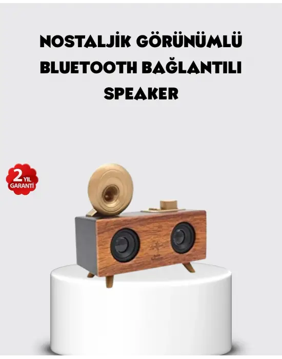 Retro Gramofon Tasarımlı Bluetooth Hoparlör – 3d Stereo Ses, 1800 Mah Batarya
