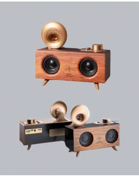 Retro Gramofon Tasarımlı Bluetooth Hoparlör – 3d Stereo Ses, 1800 Mah Batarya