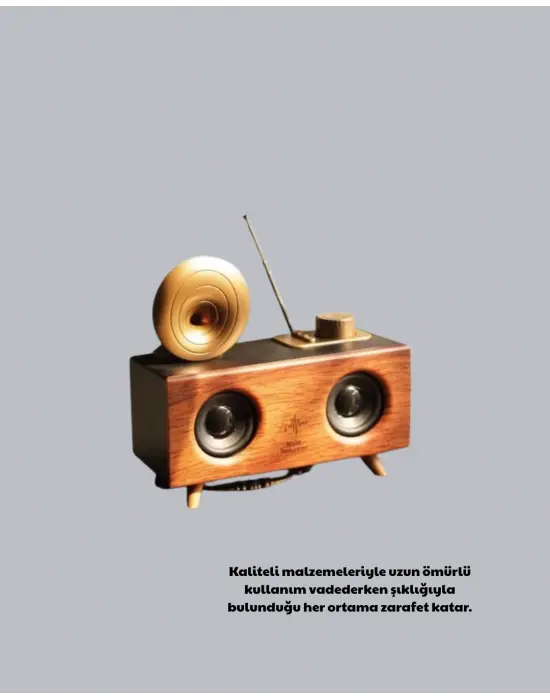 Retro Gramofon Tasarımlı Bluetooth Hoparlör – 3d Stereo Ses, 1800 Mah Batarya