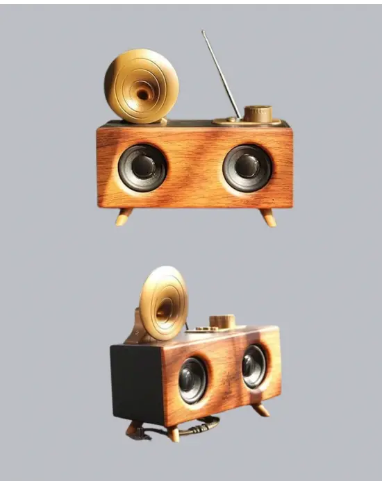 Retro Gramofon Tasarımlı Bluetooth Hoparlör – 3d Stereo Ses, 1800 Mah Batarya