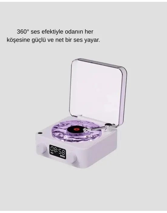 Retro Pikap Hoparlör Bluetooth Aux Usb Type-c Projektörlü 360° Sesli Taşınabilir