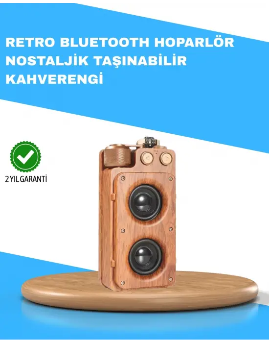 Retro Radyo Tasarım Bluetooth Hoparlör 1800mah Uzun Çalma Süresi