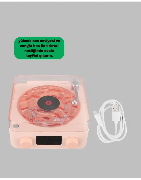 Retro Saatli Bluetooth Hoparlör – Gece Lambalı Kristal Ses Kalitesi
