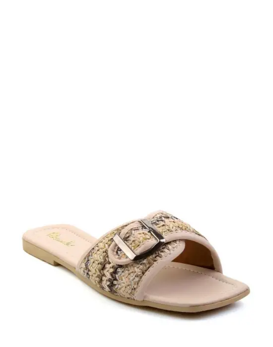 Omarı Yumuşak Dokulu Bej Cilt Terlik