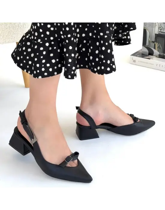 Rewat Siyah Cilt Topuklu Ayakkabı