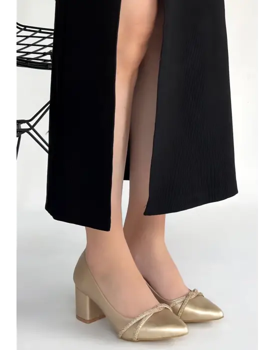 Rewin Gold Cilt Topuklu Ayakkabı