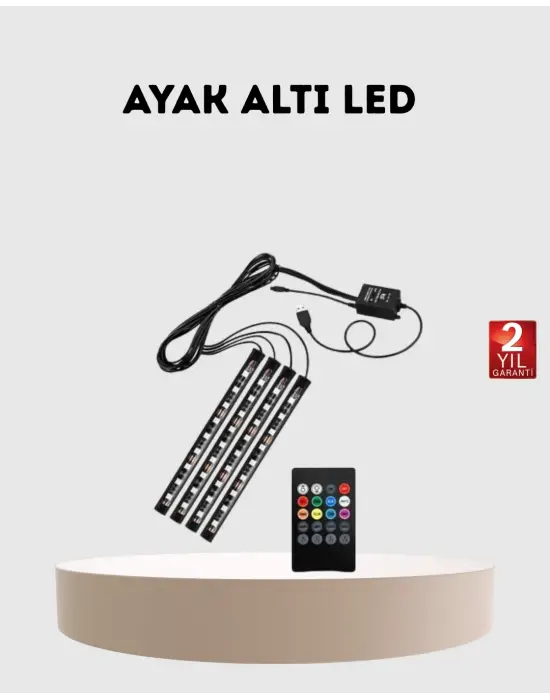 Rgb Araç İçi Led Aydınlatma 12v 48 Led Müzik Kontrollü 4 Şerit Set