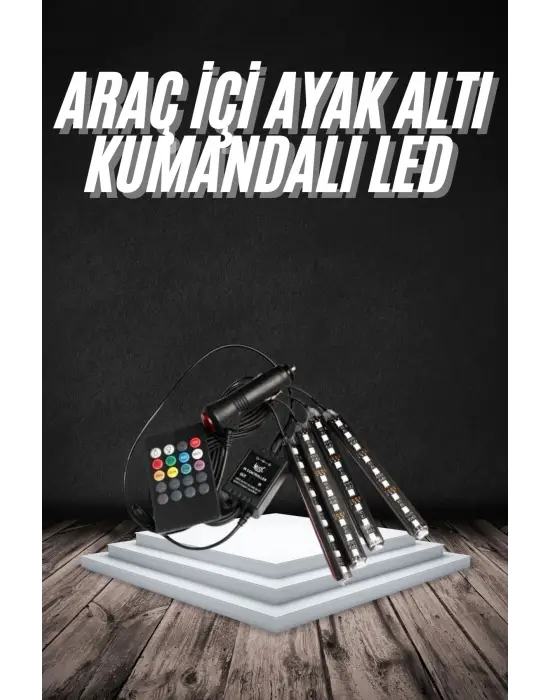 Rgb Işıklı Araç İçi Aydınlatma Kumandalı 12li Led Işık Renk Değiştirebilen