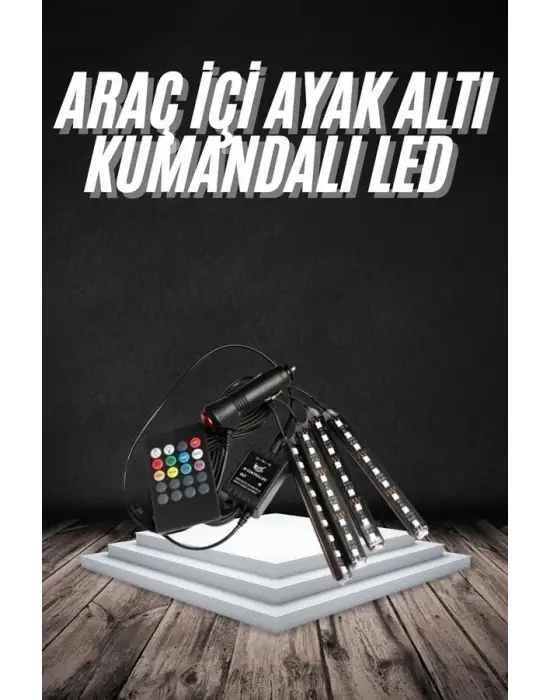 Rgb Işıklı Araç İçi Aydınlatma Kumandalı 12li Led Işık Renk Değiştirebilen
