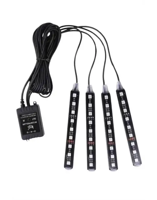 Rgb Işıklı Araç İçi Aydınlatma Kumandalı 12li Led Işık Renk Değiştirebilen