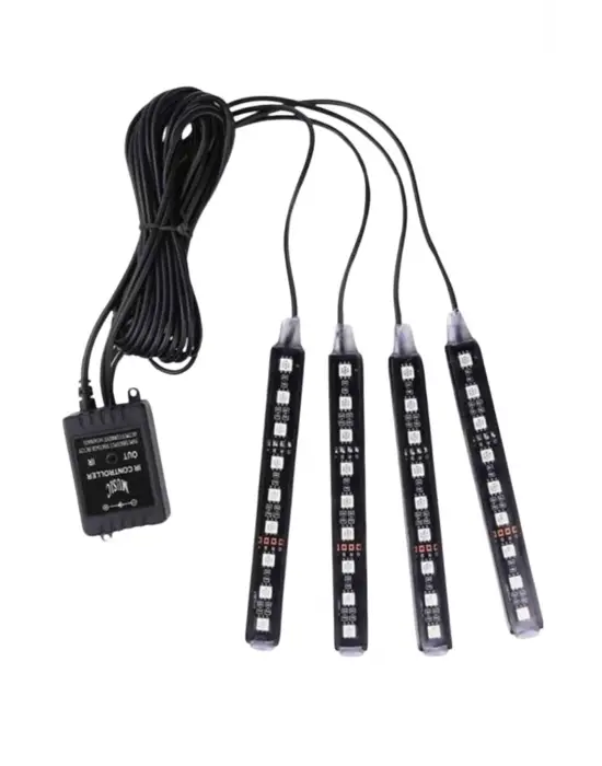 Rgb Işıklı Araç İçi Aydınlatma Kumandalı 12li Led Işık Renk Değiştirebilen