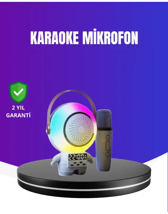 Rgb Işıklı Astronot Bluetooth Hoparlör Karaoke Mikrofonlu