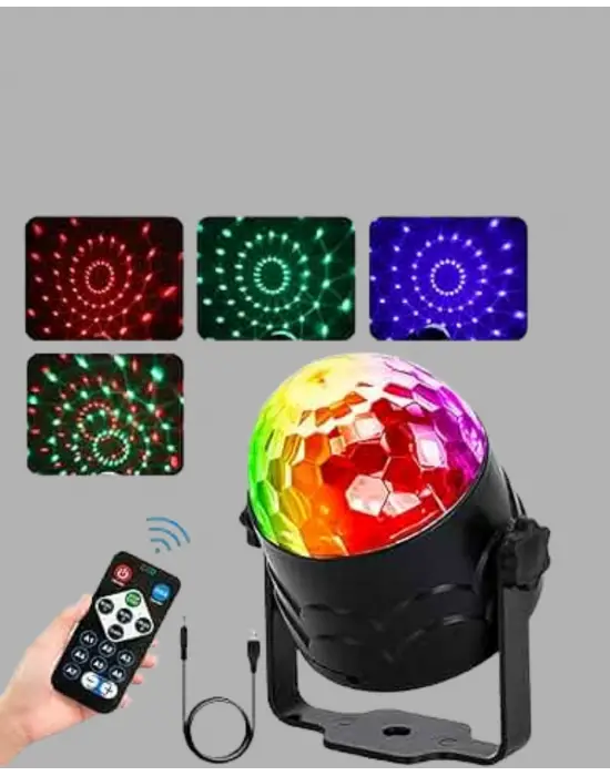 Rgb Led Disko Küresi 7 Modlu Uzaktan Kumandalı
