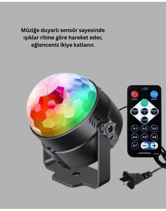 Rgb Led Disko Küresi 7 Modlu Uzaktan Kumandalı