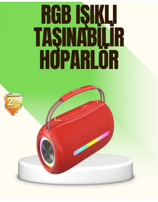 Rgb Led Işıklı 20w Taşınabilir Bluetooth Hoparlör Ipx6 Suya Dayanıklı