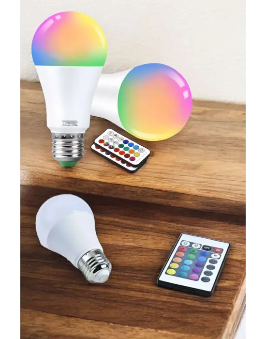 Rgb Led Lamba Led Işık Ampul Renk Değiştirebilen 100 Watt
