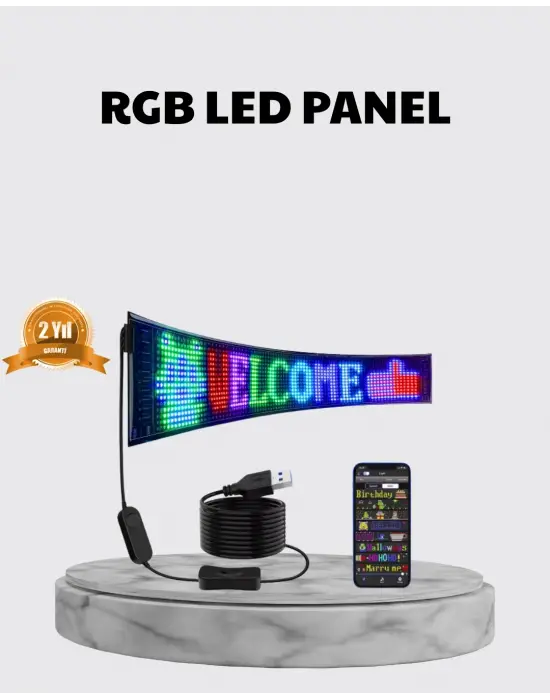 Rgb Led Panel – Çok Renkli, Kumandalı, Usb Bağlantılı Yazı Ve Gıf Gösterimli Akıllı Lamba