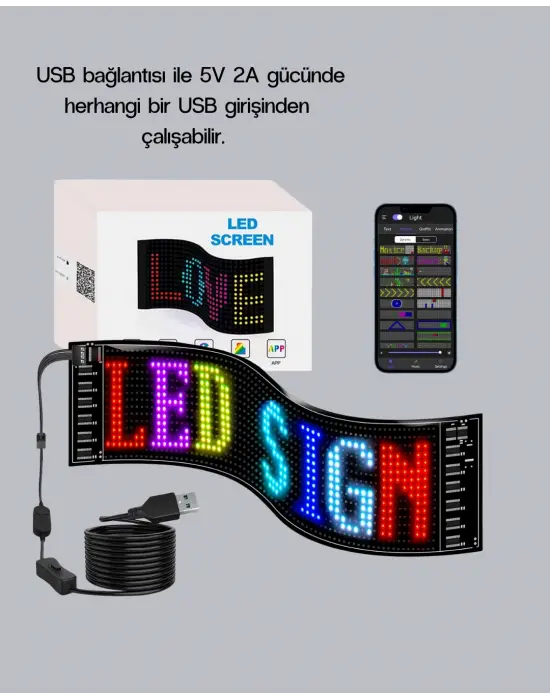 Rgb Led Panel – Çok Renkli, Kumandalı, Usb Bağlantılı Yazı Ve Gıf Gösterimli Akıllı Lamba