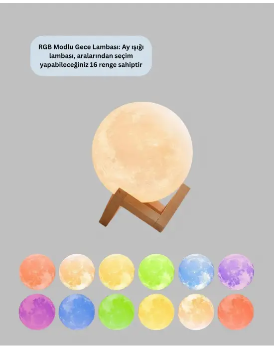 Rgb Modlu 16 Renkli Ay Gece Lambası 3d Baskı