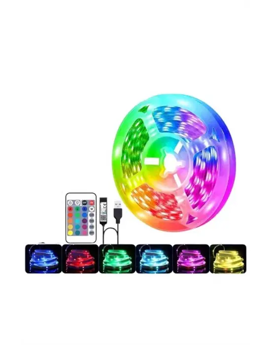 Rgb Şerit Led 10 Metre Led Işık Kumanda İle Kontrol Rgb