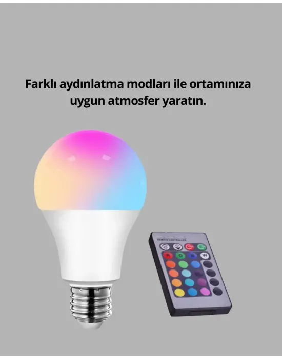 Rgb Uzaktan Kumandalı Led Ampul 16 Renk A Kalite 2025 Model Orijinal