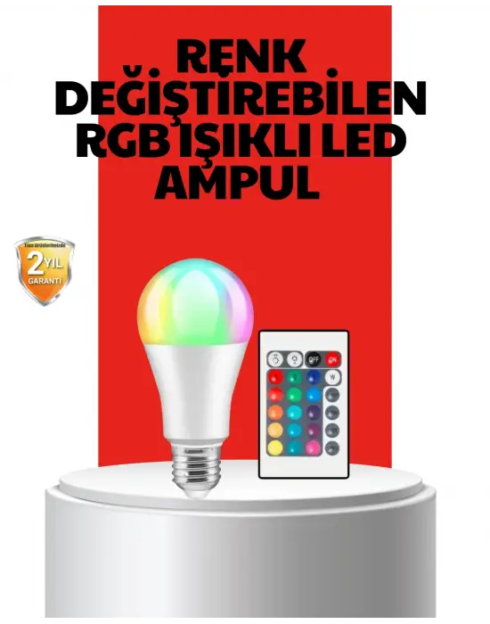 Rgb Uzaktan Kumandalı Led Ampul 16 Renkli A Kalite Orijinal