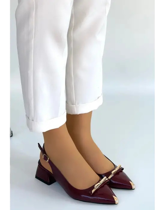 Ricy Bordo Rugan Topuklu Ayakkabı