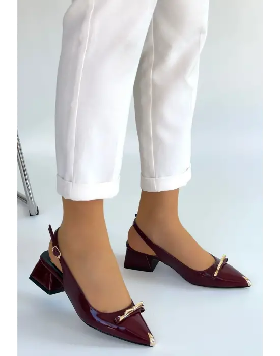 Ricy Bordo Rugan Topuklu Ayakkabı
