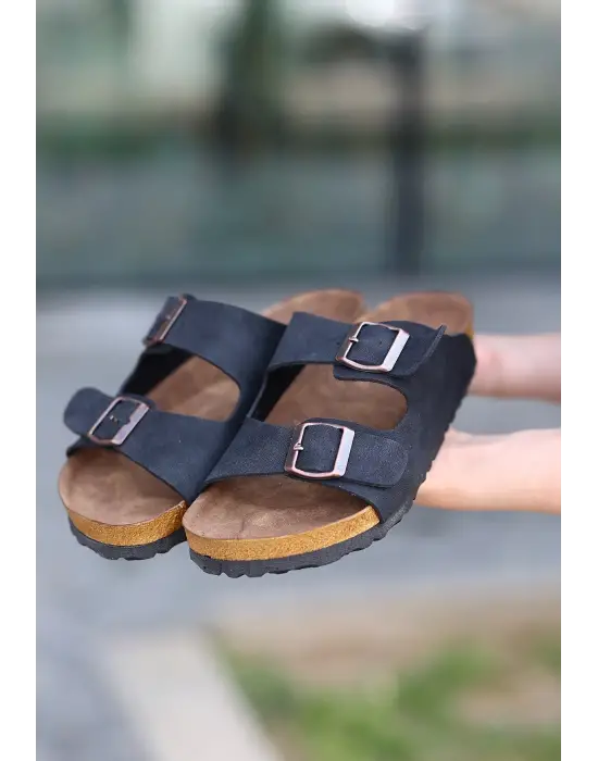 Yüksek Kalite Siyah Nubuk Terlik