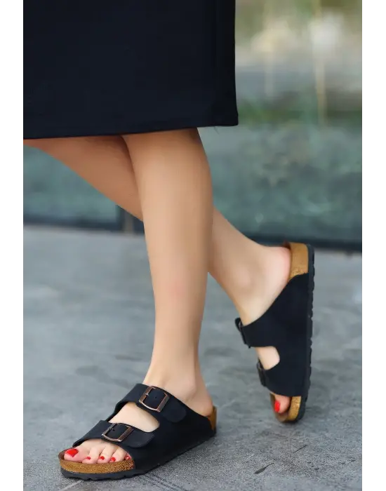 Yüksek Kalite Siyah Nubuk Terlik