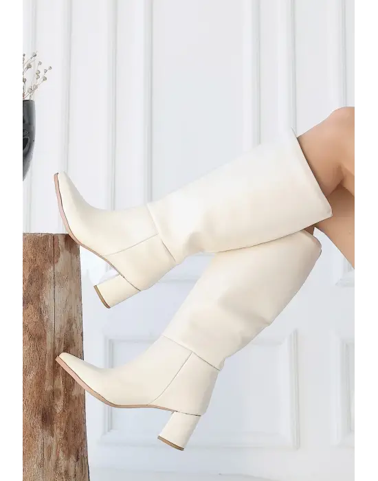 Roksa Ten Cilt Topuklu Çizme