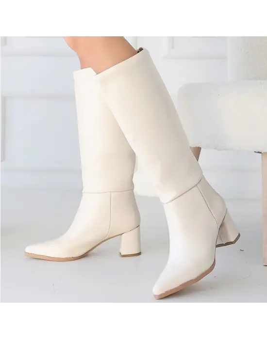 Roksa Ten Cilt Topuklu Çizme