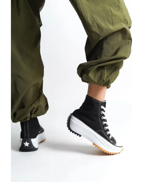 ROMA Bağcıklı Rahat tabanlı ayakkabı Tabaan Bayan Spor tabanlı ayakkabı Spor Ayakkabı  TBT - Siyah