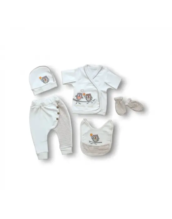 Romantik Baykuş Nakışlı Zıbın Takımı