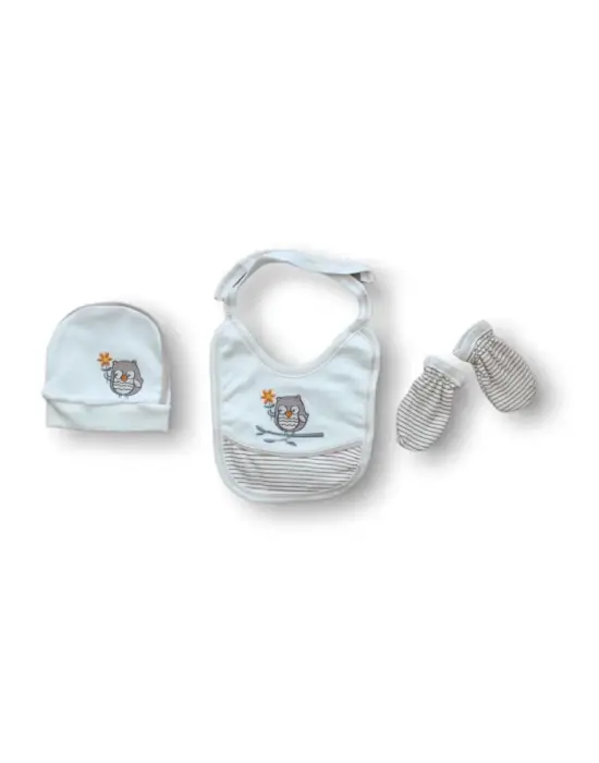 Romantik Baykuş Nakışlı Zıbın Takımı