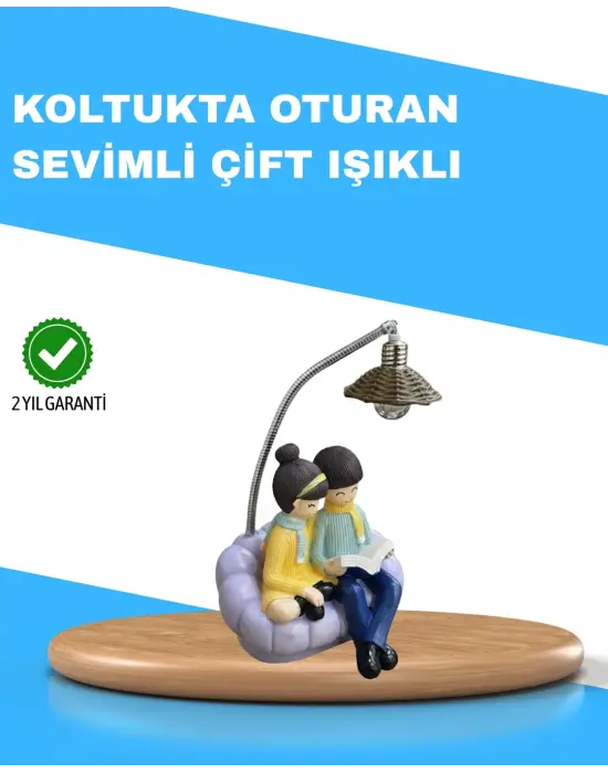 Romantik Çift Temalı Dekoratif Masa Lambası Yumuşak Led Işık