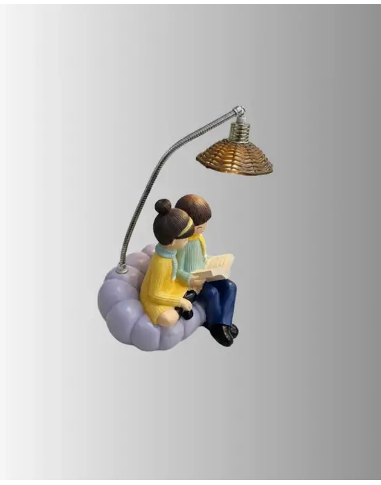 Romantik Çift Temalı Dekoratif Masa Lambası Yumuşak Led Işık