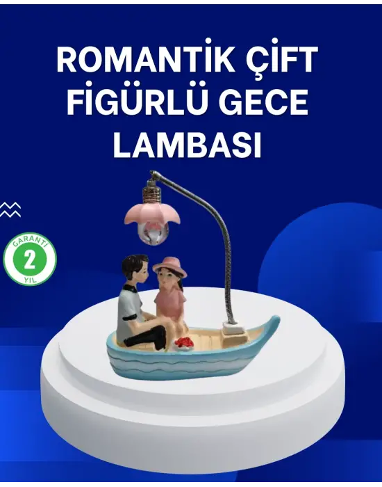 Romantik Sandal Üzerinde Çift Figürü Led Gece Lambası Masa Dekoru
